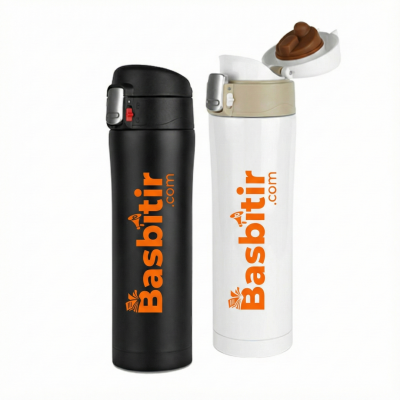 Otomatik Kapaklı Çelik Termos Mug